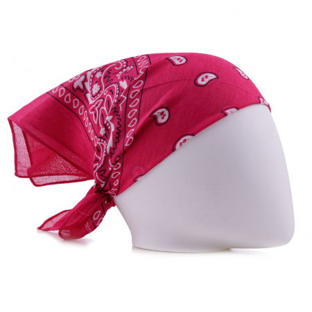 PLAJĂ SI VACANȚĂ - Bandana tip batic patrat cu imprimeu alb pe fucsia