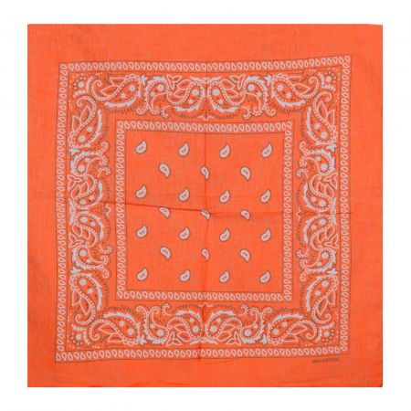 Bandana tip batic patrat cu imprimeu alb pe portocaliu orange [1]