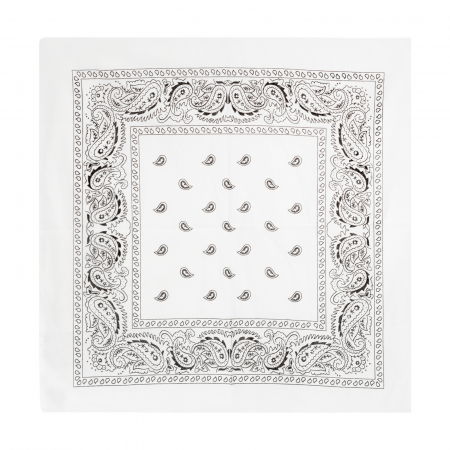 Bandana tip batic patrat cu imprimeu negru pe alb [2]