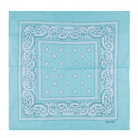 Bandana tip batic patrat cu imprimeu alb pe turcoaz [1]