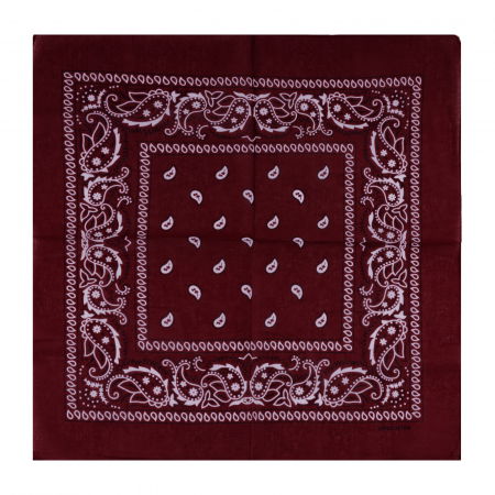 Bandana tip batic patrat cu imprimeu alb pe bordo [1]
