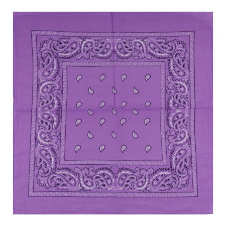 Bandana tip batic patrat cu imprimeu alb pe mov [1]