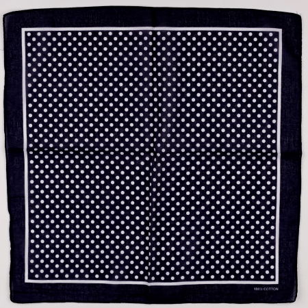 ACCESORII DAMĂ - Bandana tip batic patrat cu imprimeu buline albe pe fond bleumarin