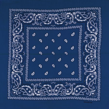 Bandana tip batic patrat cu imprimeu alb pe fond albastru electric [1]