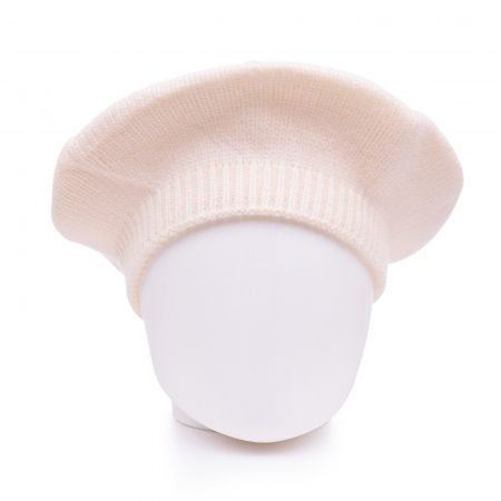 Bereta alba cu model tricotaj simplu cu clini, din lana [1]
