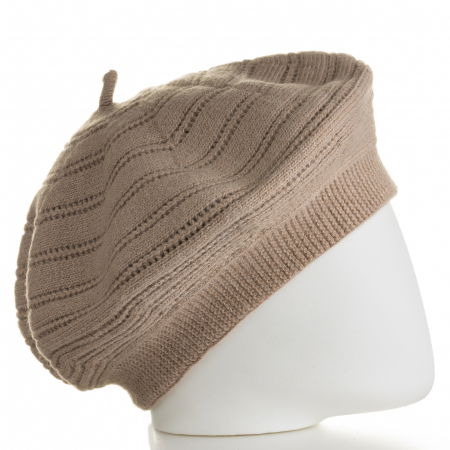 Bereta bej cu model gen tricotaj cu cercuri concentrice, din lana [1]