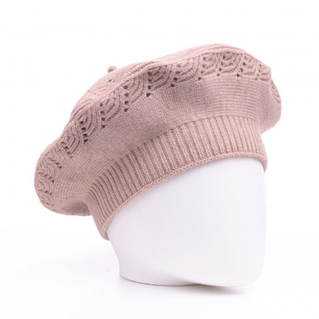 Bereta bej cu model tricotaj cu braduti, din lana [1]