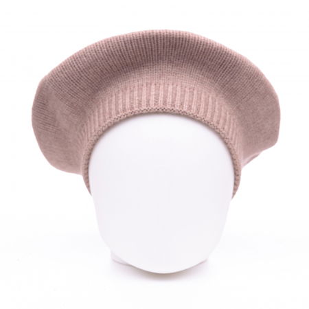 Bereta bej cu model tricotaj simplu cu clini, din lana [1]