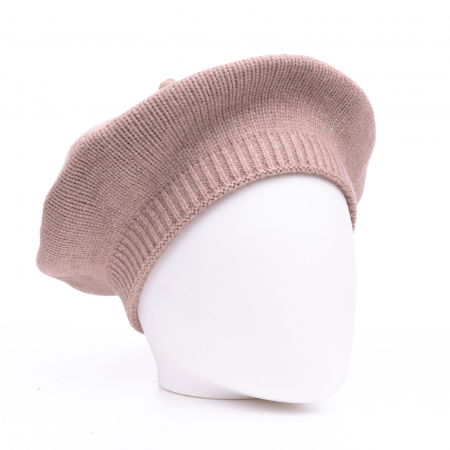 Berete - Bereta bej cu model tricotaj simplu cu clini, din lana