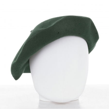 Berete - Bereta kaki clasica, cu strasuri foarte fine aplicate pe toata suprafata, din bumbac si lana