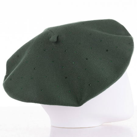 Bereta kaki clasica, cu strasuri foarte fine aplicate pe toata suprafata, din bumbac si lana [1]