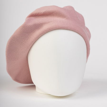 Bereta roz clasica, chic, din bumbac si lana