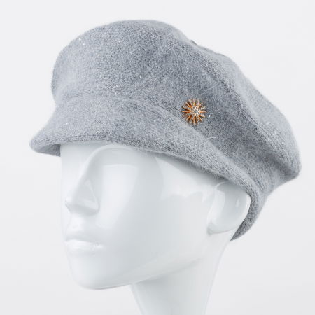 Berete - Bereta gri cu cozoroc mic si paiete foarte fine pe toata suprafata, captusita