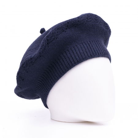 Bereta bleumarin cu model tricotaj cu braduti, din lana [1]