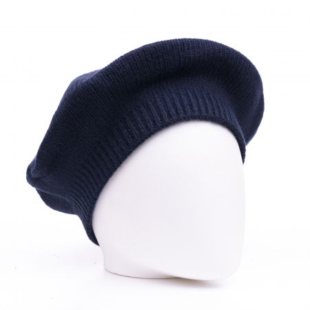 Bereta bleumarin cu model tricotaj simplu cu clini, din lana