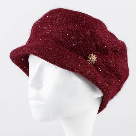 Berete - Bereta bordo cu cozoroc si paiete foarte fine pe toata suprafata, captusita in interior