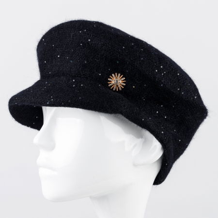 Berete - Bereta neagra cu cozoroc mic si paiete foarte fine pe toata suprafata, captusita