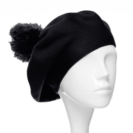 Berete - Bereta clasica neagra, cu mot din blanita, din bumbac si lana
