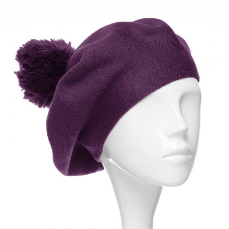 Berete - Bereta clasica mov, cu mot din blanita, din bumbac si lana