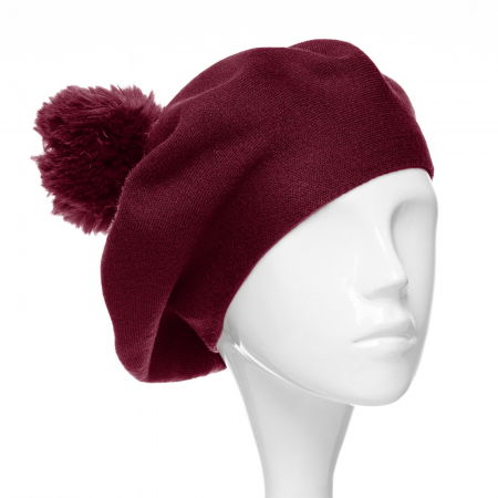 Berete - Bereta clasica bordo, cu mot din blanita, din bumbac si lana