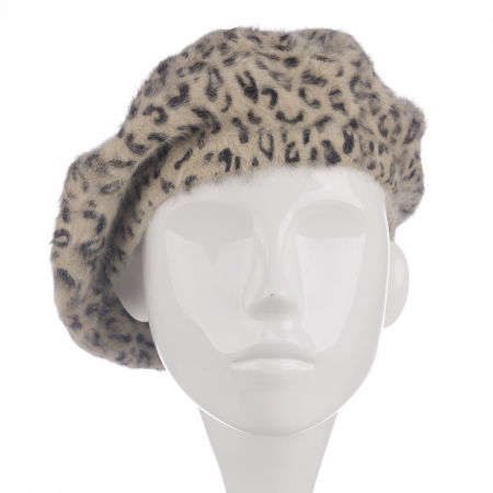 Bereta frantuzeasca cu angora, imprimeu animal print pe fond bej [1]