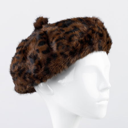 Berete - Bereta frantuzeasca din blanita si interior matlasat, animal print maro