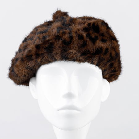 Bereta frantuzeasca din blanita si interior matlasat, animal print maro [1]