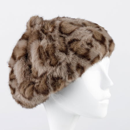 Berete - Bereta frantuzeasca din blanita si interior matlasat, animal print bej