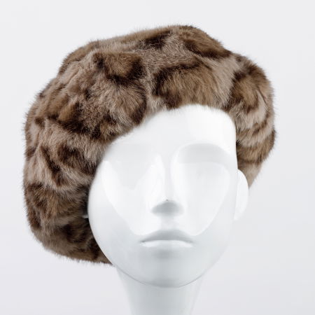 Bereta frantuzeasca din blanita si interior matlasat, animal print bej [1]