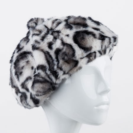 Berete - Bereta frantuzeasca din blanita si interior matlasat, animal print alb cu negru