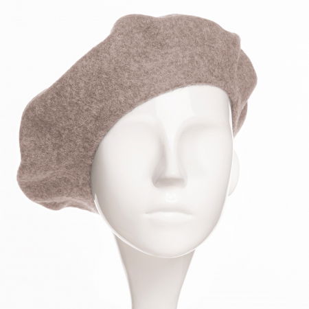 Bereta frantuzeasca din stofa groasa de lana, bej inchis [1]