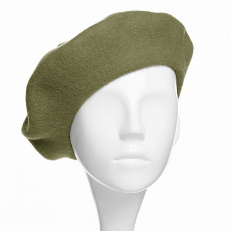 Bereta frantuzeasca din stofa groasa de lana, verde oliv [1]