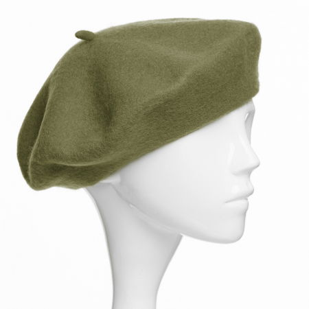 Berete - Bereta frantuzeasca din stofa groasa de lana, verde oliv