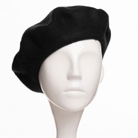 Bereta frantuzeasca din stofa groasa de lana, neagra [1]