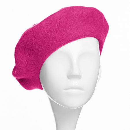 Bereta frantuzeasca din stofa groasa de lana, fucsia [1]