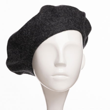 Bereta frantuzeasca din stofa groasa de lana, gri inchis [1]