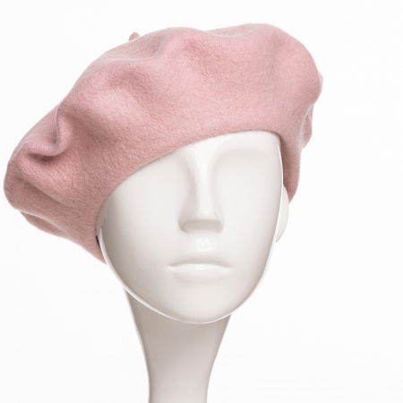 Bereta frantuzeasca din stofa groasa de lana, roz deschis [1]