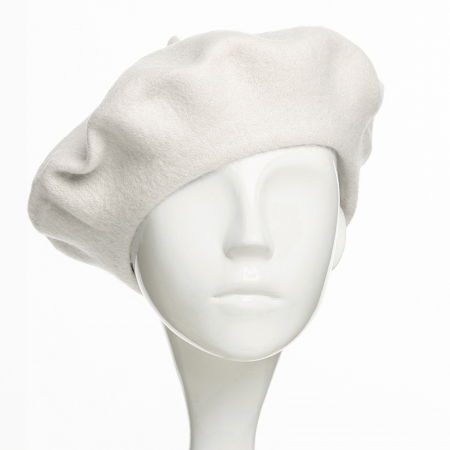 Bereta frantuzeasca din stofa groasa de lana, alba [1]
