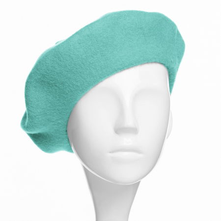 Bereta frantuzeasca din stofa groasa de lana, albastru aqua [1]