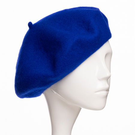 Bereta frantuzeasca din stofa groasa de lana, albastru electric