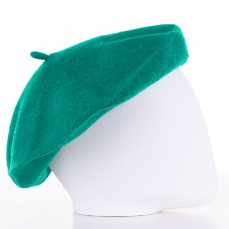 Bereta frantuzeasca verde smarald din stofa de lana [1]