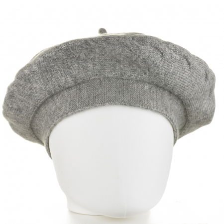 Berete - Bereta gri cu model gen tricotaj cu opturi, din lana
