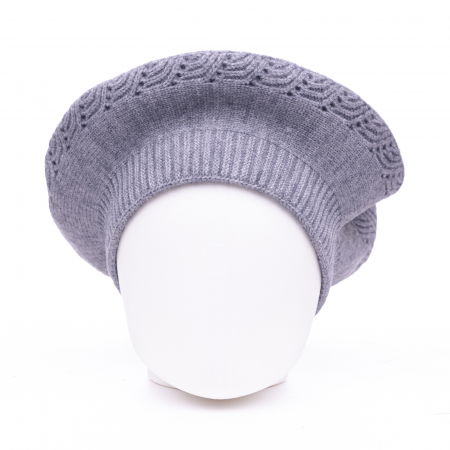 Berete - Bereta gri cu model tricotaj cu braduti, din lana