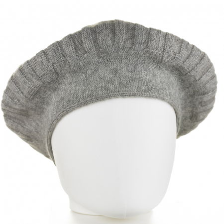 Berete - Bereta gri cu model gen tricotaj cu model geometric, din lana