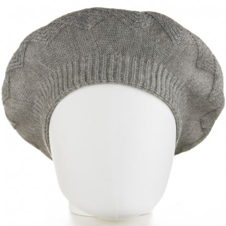 Bereta gri cu model gen tricotaj cu romburi, din lana