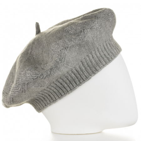 Bereta gri cu model gen tricotaj cu romburi, din lana [1]