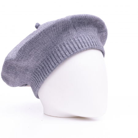 Berete - Bereta gri cu model tricotaj simplu cu clini, din lana