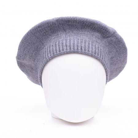 Bereta gri cu model tricotaj simplu cu clini, din lana [1]
