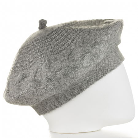 Bereta gri cu model gen tricotaj cu opturi, din lana [1]