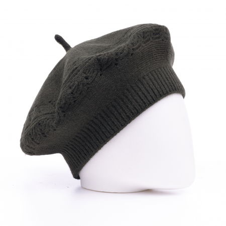 Berete - Bereta kaki cu model tricotaj cu braduti, din lana